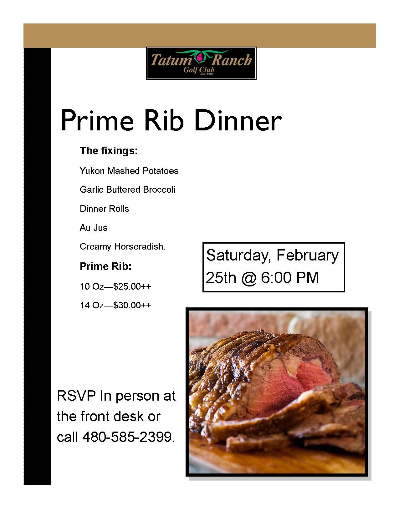 Perfect Prime Rib Dinner Menu